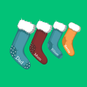 Kids' Christmas stockings hanging up with custom names Design