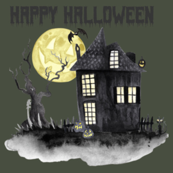 Haunted House Halloween adult t-shirt Design