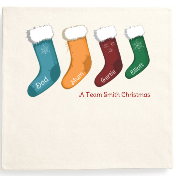 Custom name family Christmas stockings cushion cover Thumbnail