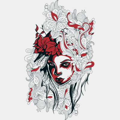 Urban graffiti floral nymph head Thumbnail