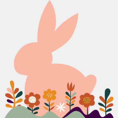 Easter bunny with row of flowers Thumbnail