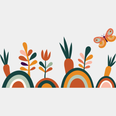 Row of flowers with butterfly Thumbnail