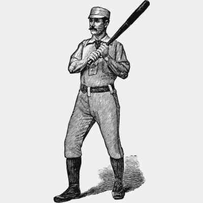 Man playing baseball vintage print Thumbnail