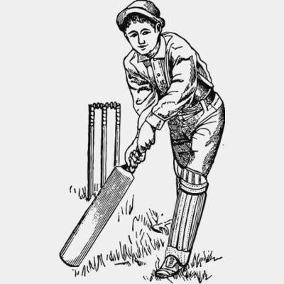 Boy playing cricket vintage print Thumbnail